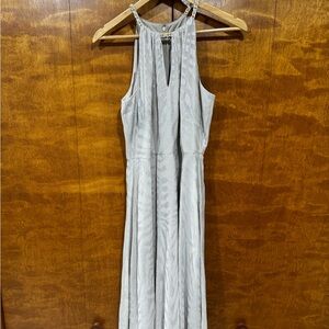 WHBM NWT Zebra Biscotti High Low Maxi Midi Dress with Gold Chain Keyhole Size 6